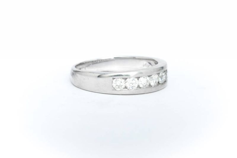 Channel Set White Gold Diamond Ring 14k