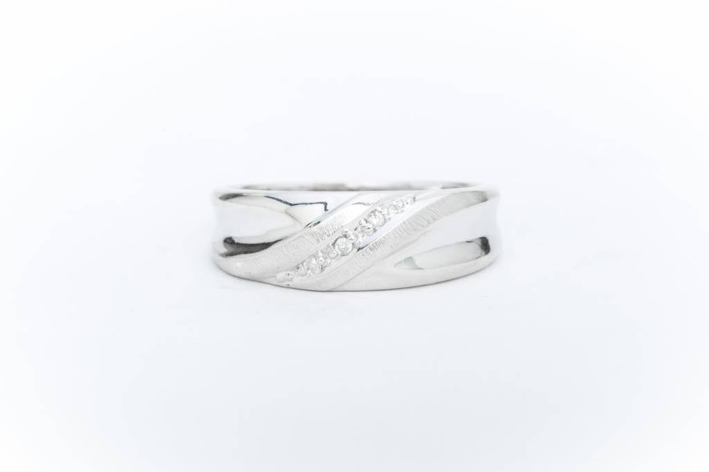 Mens Bypass Diamond Ring White Gold 14k