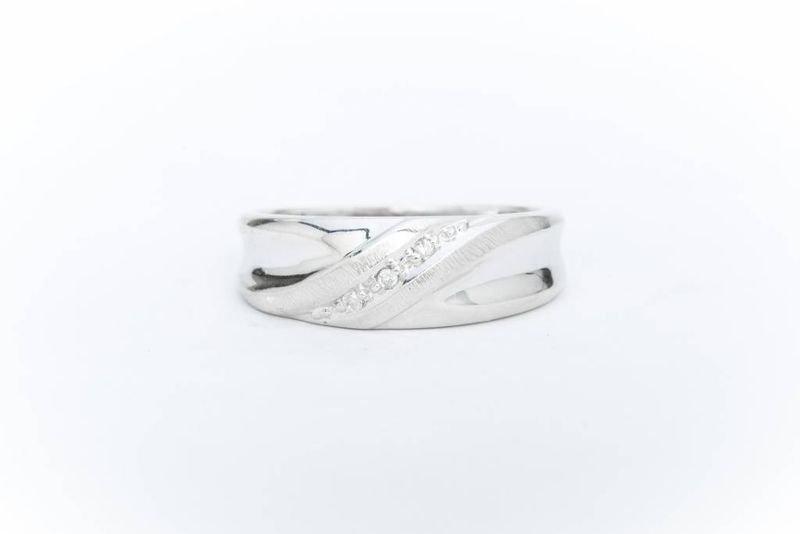 Mens Bypass Diamond Ring White Gold 14k