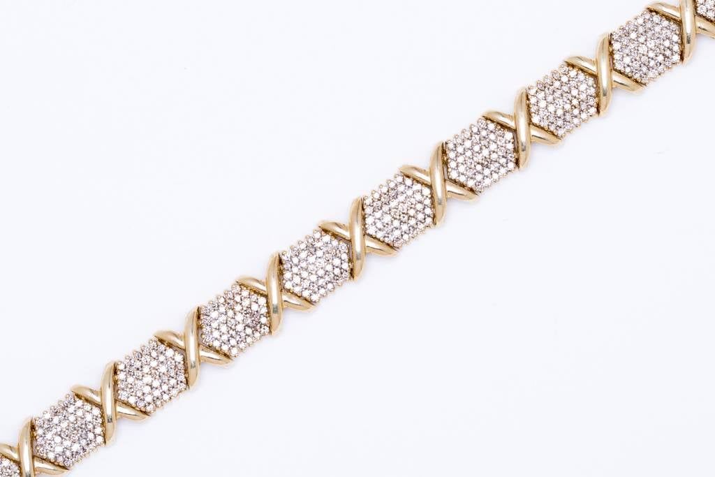 Ladies Diamond X Cluster Bracelet Yellow Gold 14k
