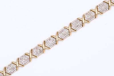 Ladies Diamond X Cluster Bracelet Yellow Gold 14k