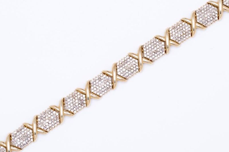 Ladies Diamond X Cluster Bracelet Yellow Gold 14k