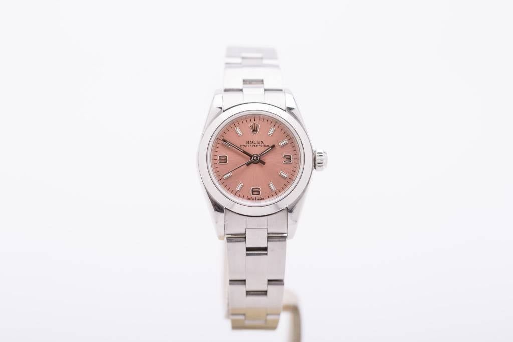 Ladies Rolex Oyster Perpetual Rose Dial Stainless Steel