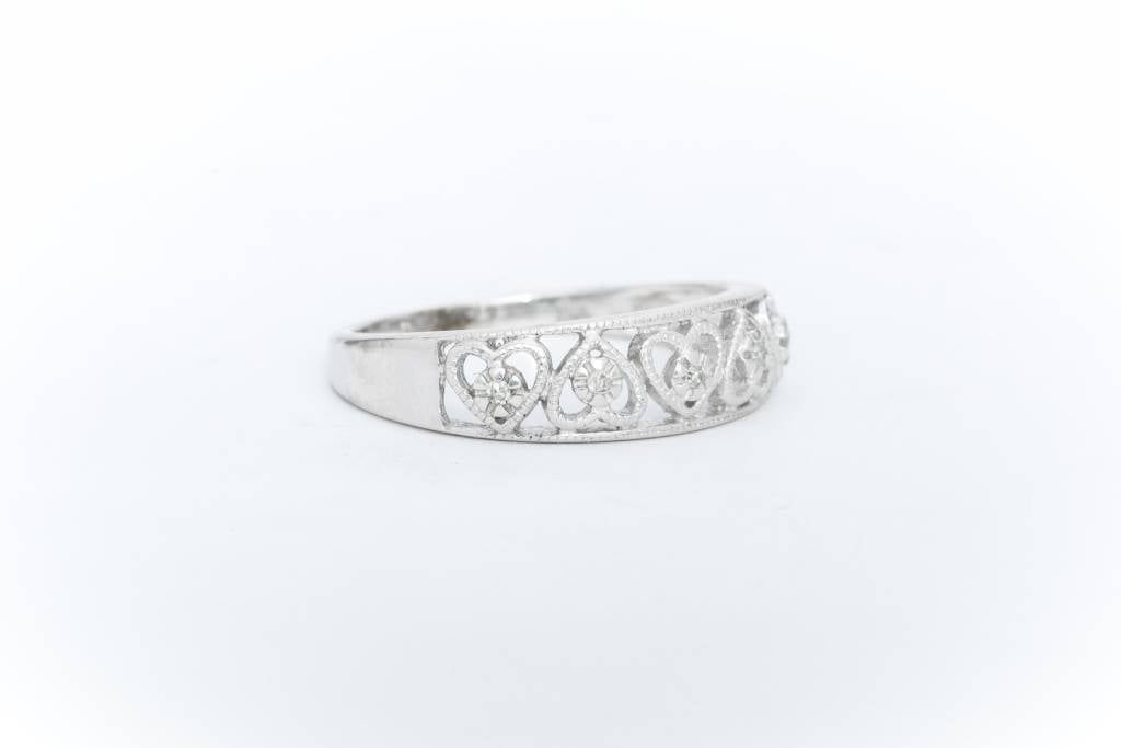 Ladies Heart Fashion Diamond Ring White Gold 14k