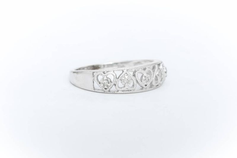 Ladies Heart Fashion Diamond Ring White Gold 14k