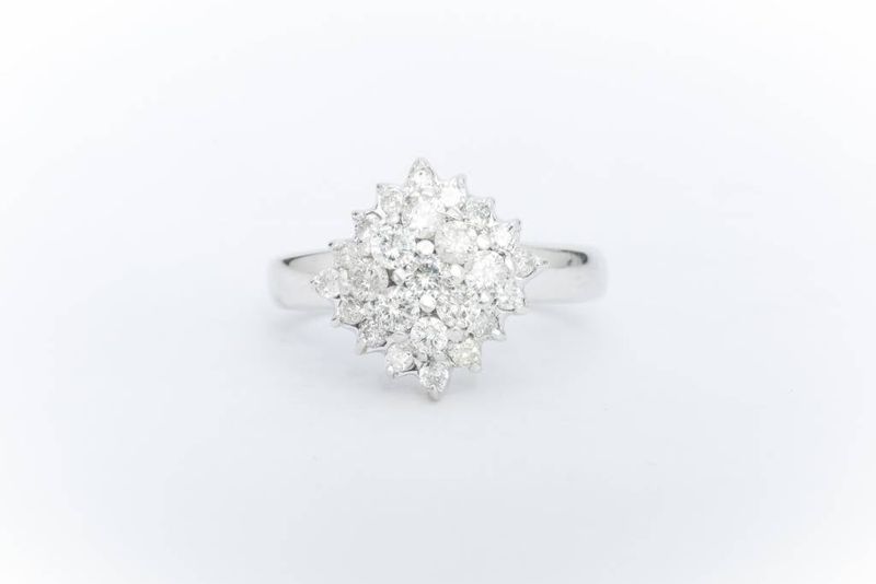 Pyramid Cluster Diamond Ring White Gold 14k