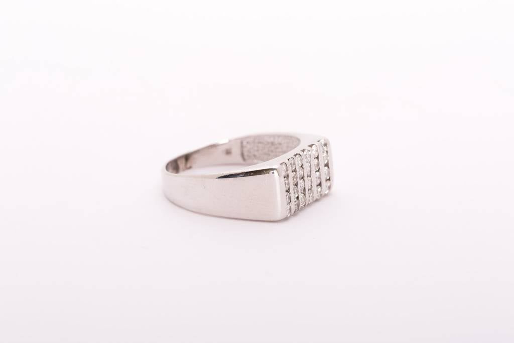 Mens 6 Bar Diamond Ring White Gold 14k