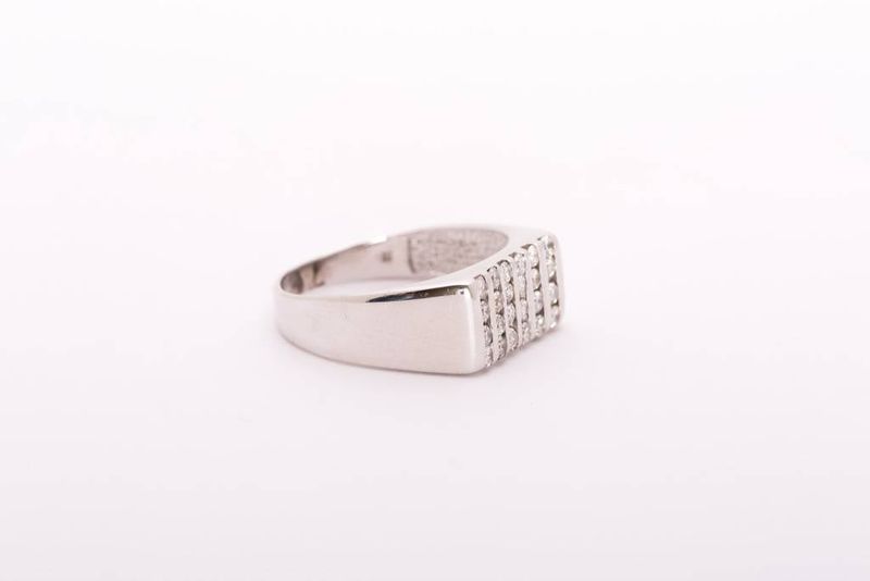 Mens 6 Bar Diamond Ring White Gold 14k