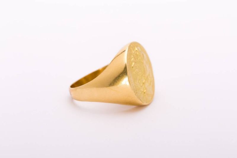 Mens Greek Coin Ring Yellow Gold 18k