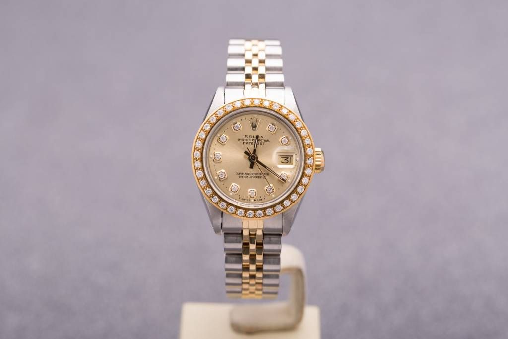 Ladies Rolex Diamond Dial and Bezel Two Tone Datejust
