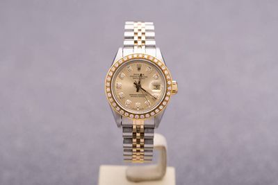 Ladies Rolex Diamond Dial and Bezel Two Tone Datejust