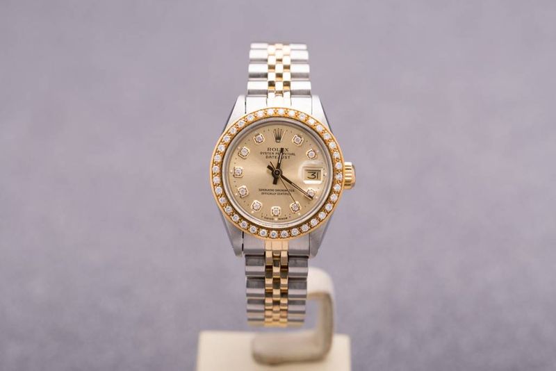 Ladies Rolex Diamond Dial and Bezel Two Tone Datejust