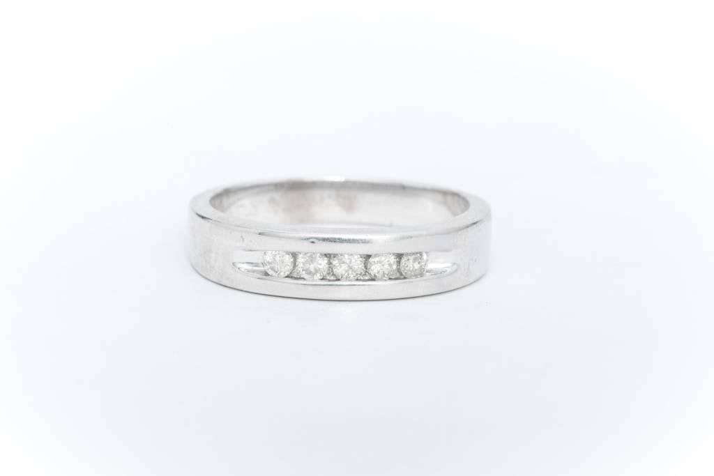 Ladies Channel Set Diamonds White Gold Ring 14k