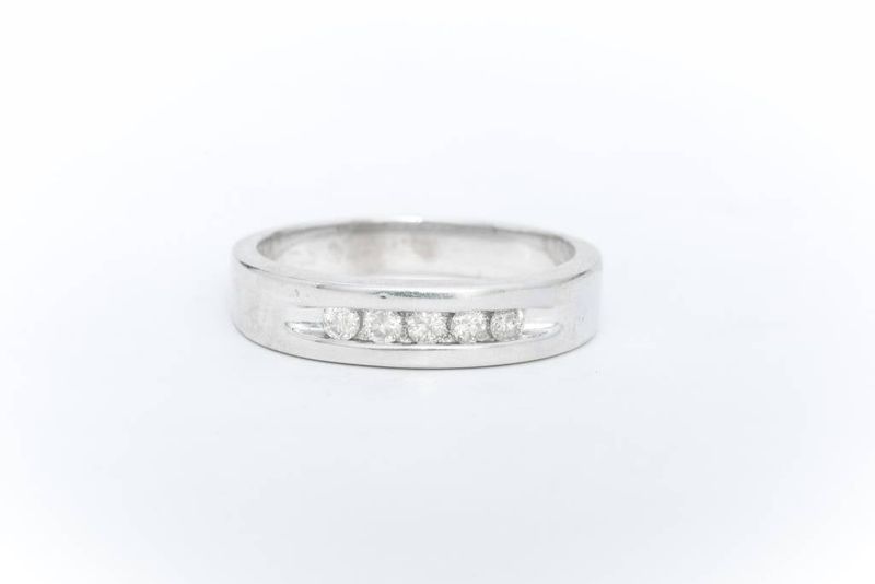 Ladies Channel Set Diamonds White Gold Ring 14k