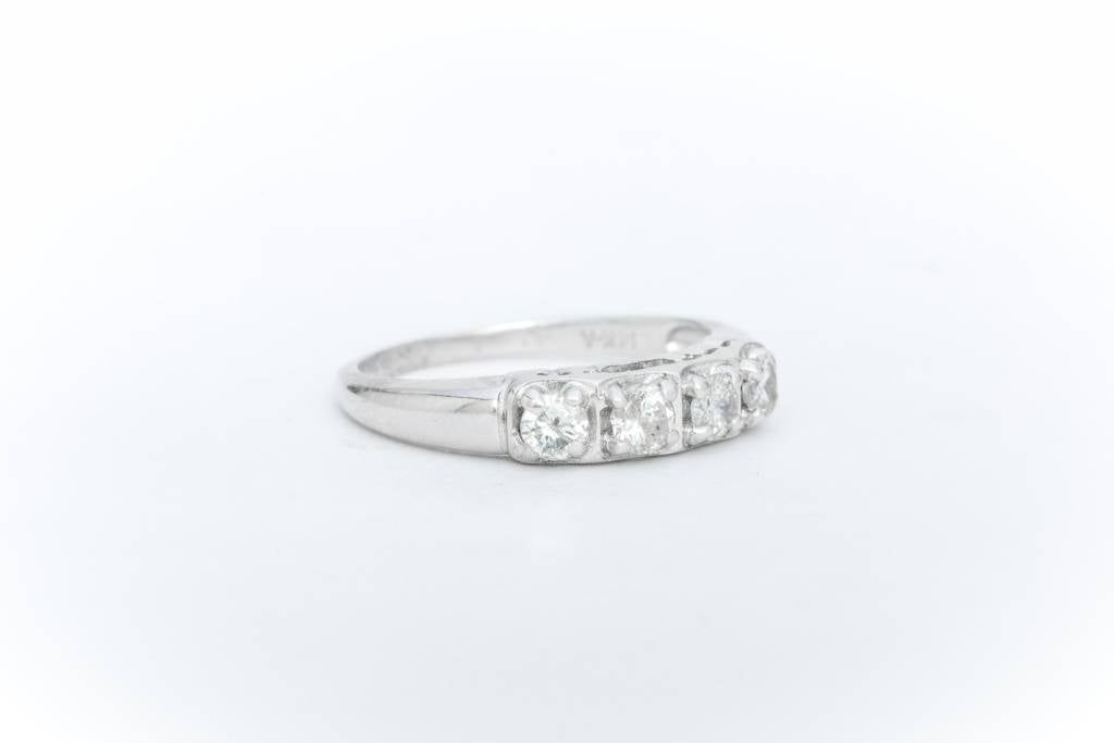 4 Stone Anniversary Ring White Gold 14k