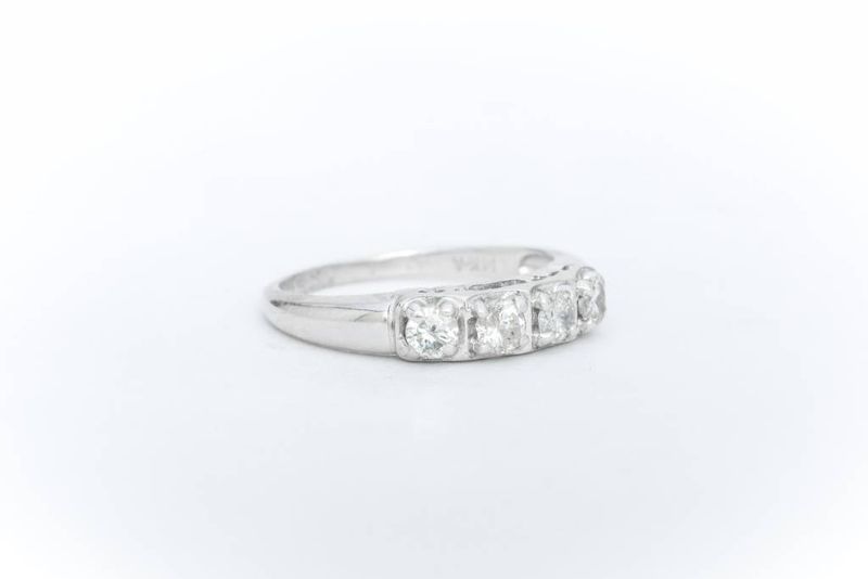 4 Stone Anniversary Ring White Gold 14k