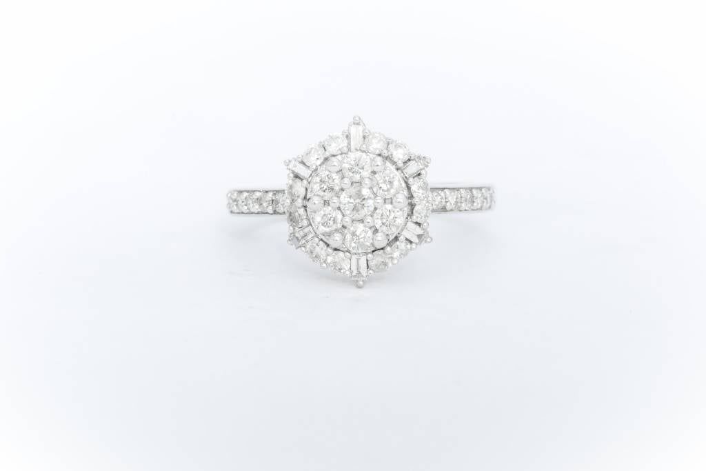 Snowflake Cluster Diamond Ring White Gold 14k