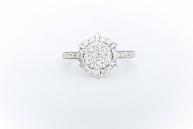 Snowflake Cluster Diamond Ring White Gold 14k
