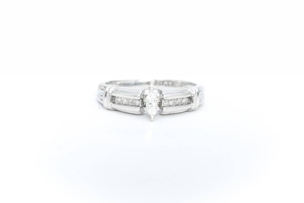 Marquise Diamond Engagement Ring 14 White Gold