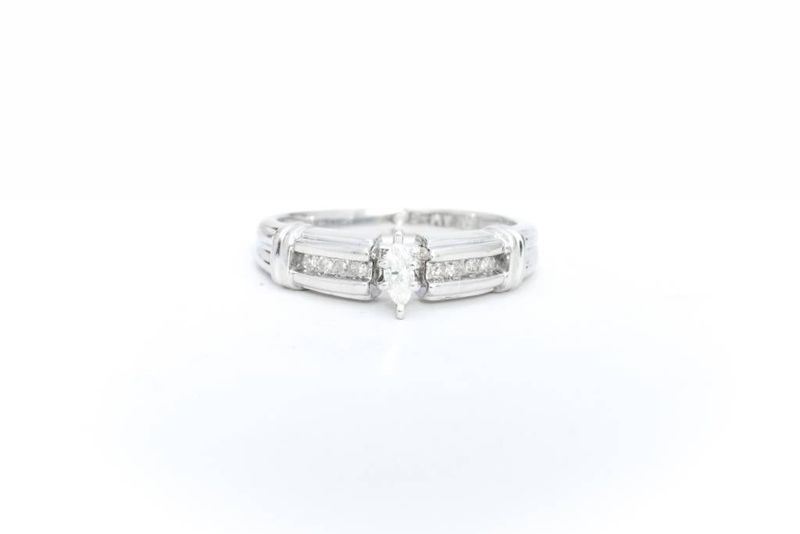 Marquise Diamond Engagement Ring 14 White Gold
