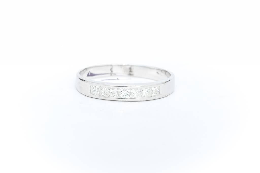 Princess Cut Diamond Channel Set Ring White Gold 14k