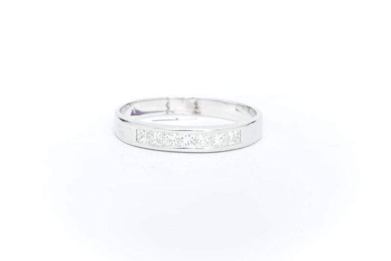 Princess Cut Diamond Channel Set Ring White Gold 14k