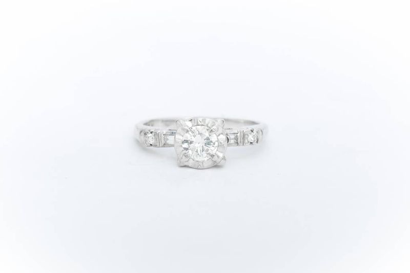 Diamond Halo Engagement Ring White Gold 14k