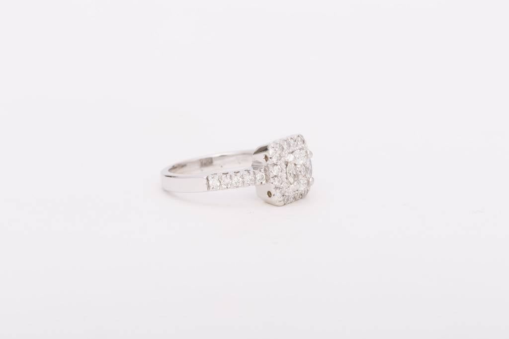 Framed Round Cluster Diamonds White Gold 14k