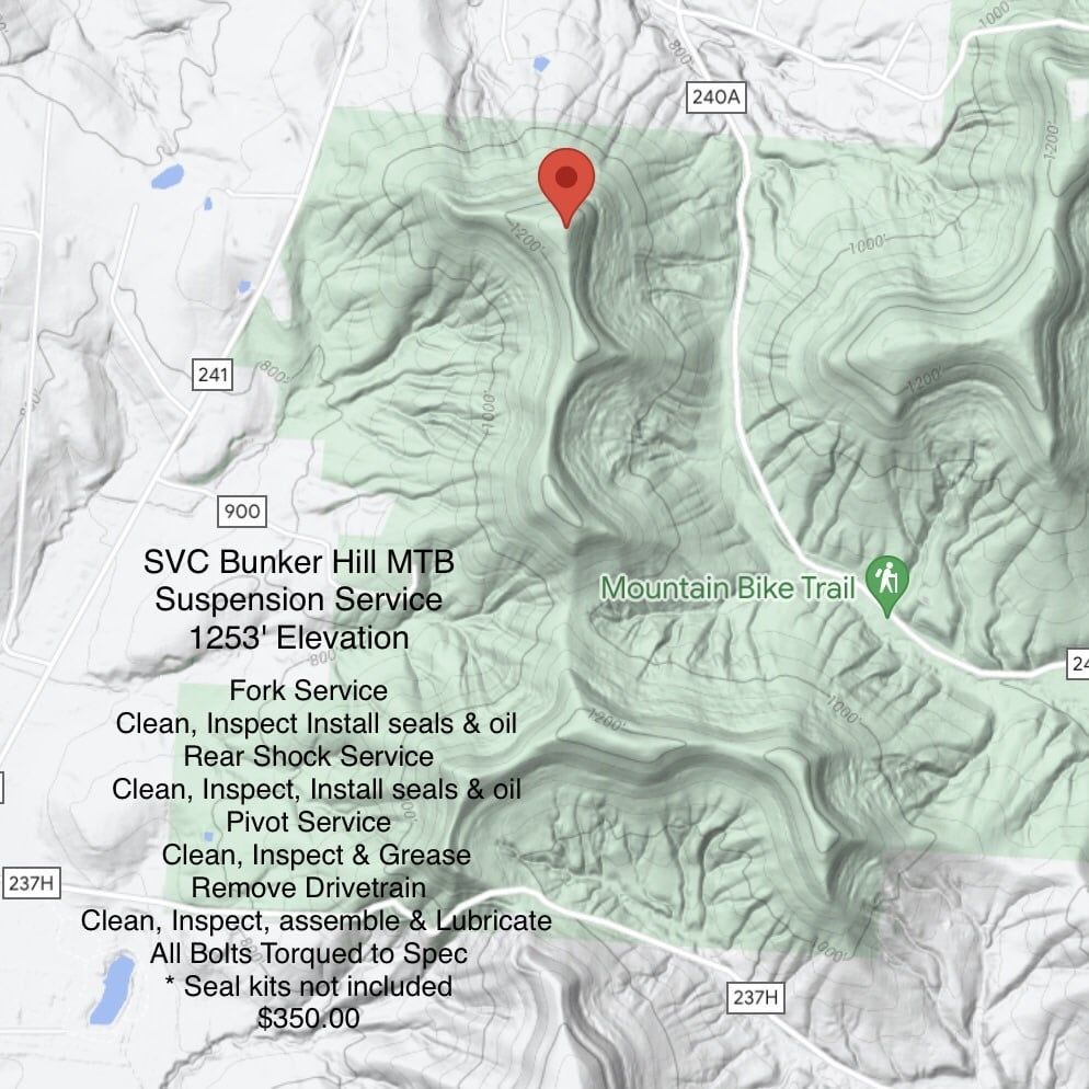 SVC Bunker Hill MTB Suspension Service 1253' Elevation
