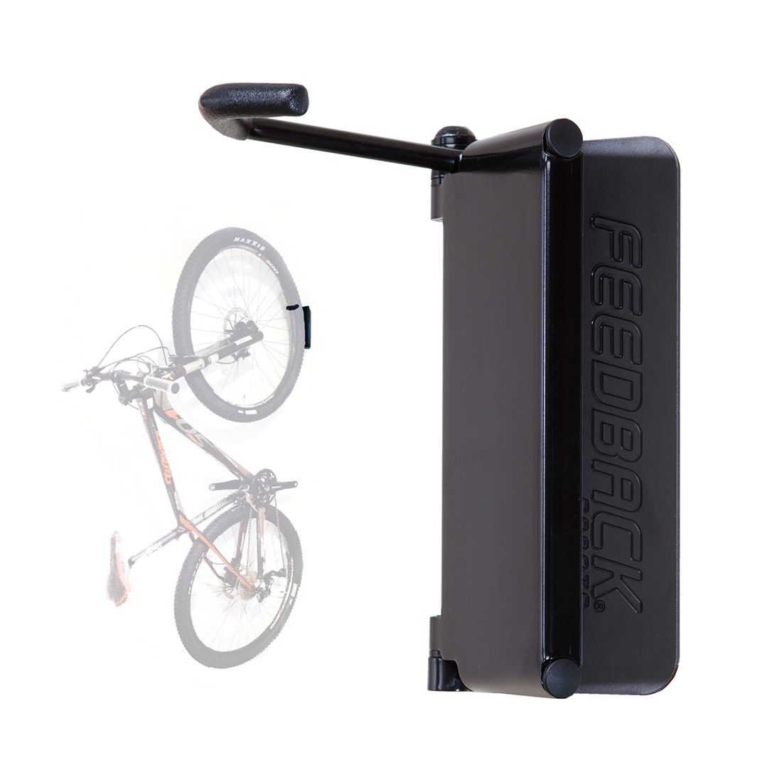 Feedback Sports Velo Hinge Pivoting Wall Hook - 1-Bike, Wall Mounted, Up to 2.4&quot; Tire,  Black