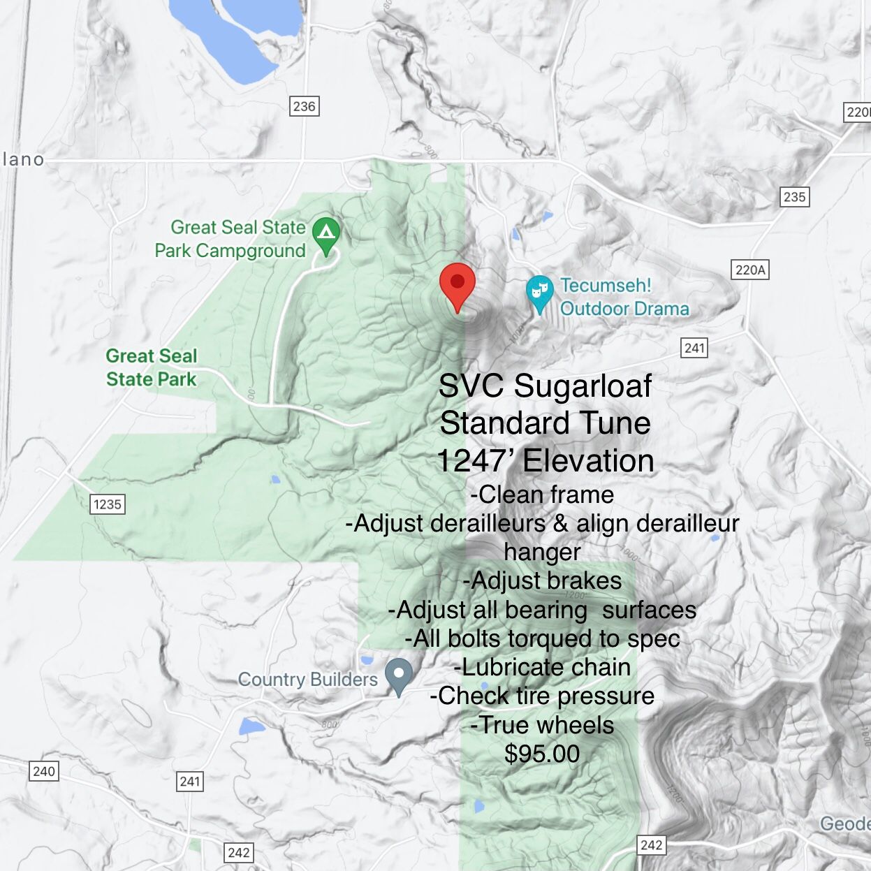 SVC Sugarloaf Standard Tune  1247' Elevation