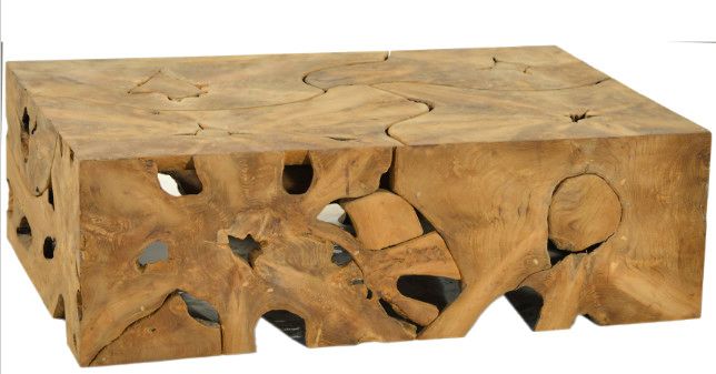 Teak Coffee Table-Natural-47x31x16