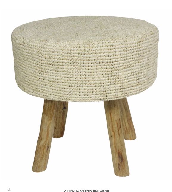 Raffia Stool Natural-20x18