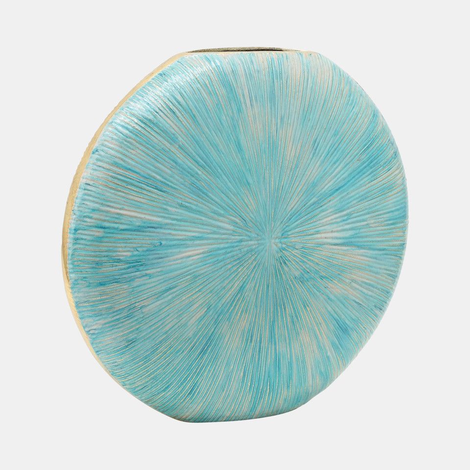 Decorative Metal Vase-Turquoise-11&quot;