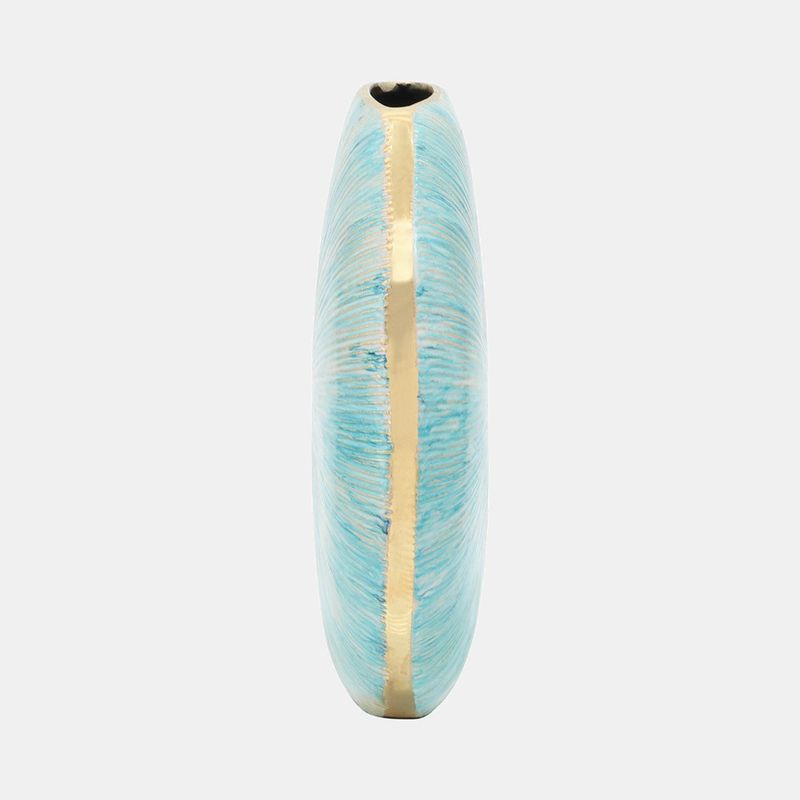 Decorative Metal Vase-Turquoise-11"