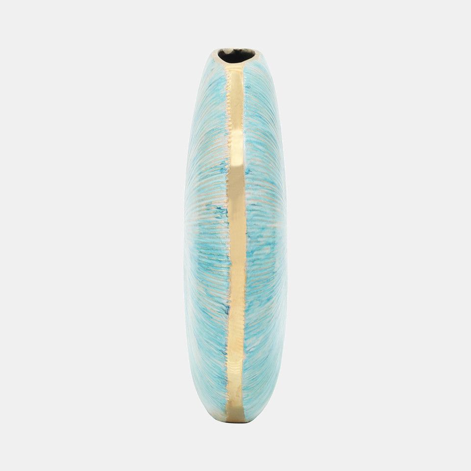Decorative Metal Vase-Turquoise-11&quot;