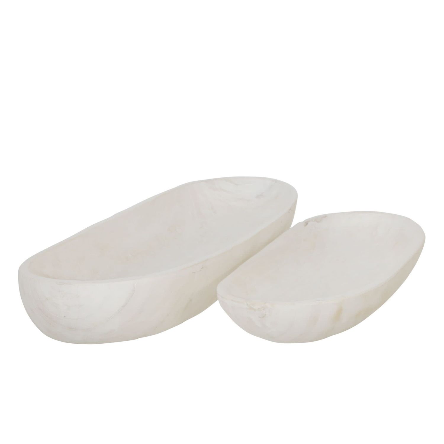 Wood Decor Plates-White-S/2 18/24&quot;