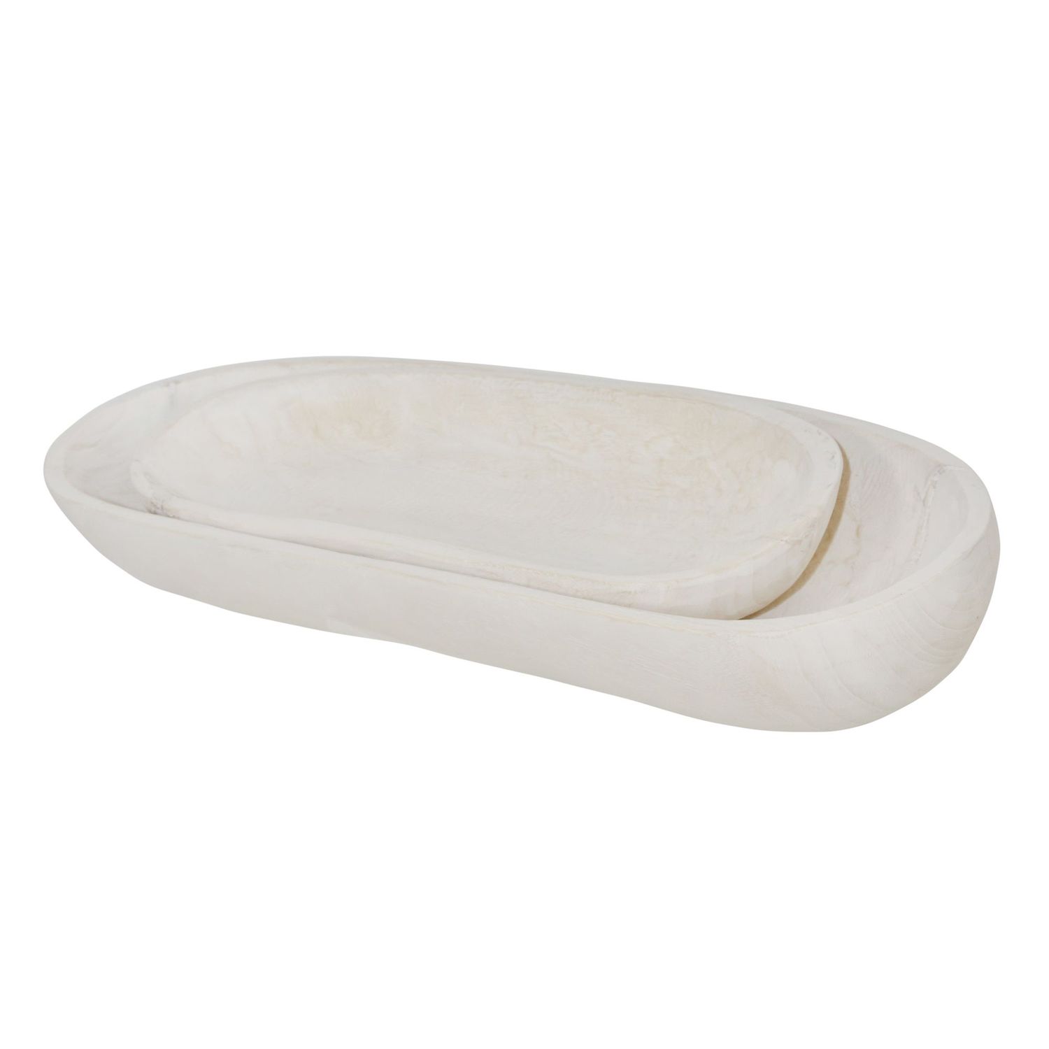 Wood Decor Plates-White-S/2 18/24&quot;