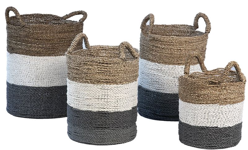 Seagrass Basket-Nat/Wh/Grey-Large 15x22