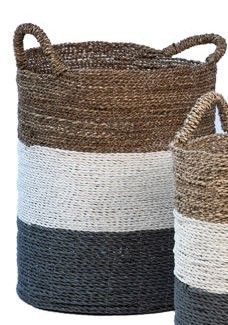 Seagrass Basket-Nat/Wh/Grey-Large 15x22