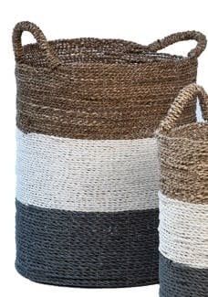 Seagrass Basket-Nat/Wh/Grey-Large 15x22