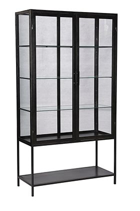 Two Door Glass Cabinet-Black-44x16x78