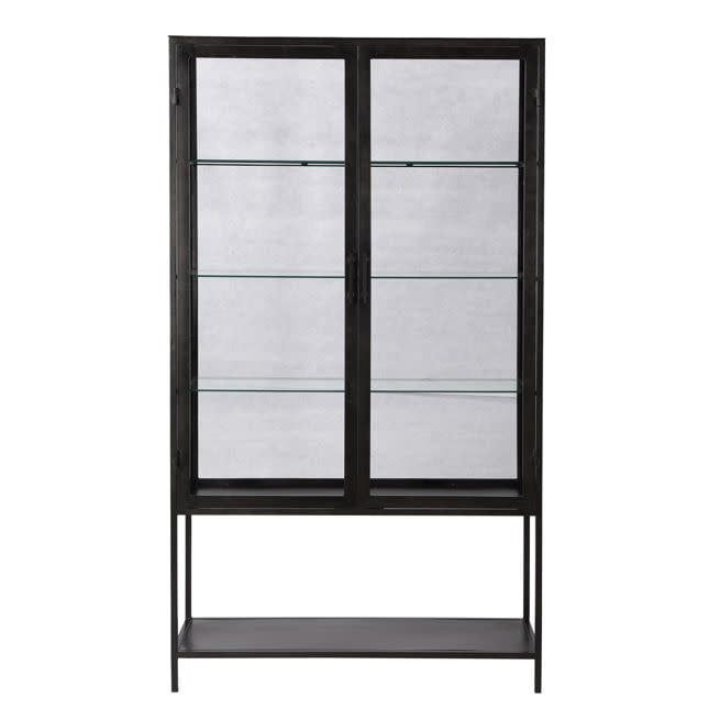 Two Door Glass Cabinet-Black-44x16x78