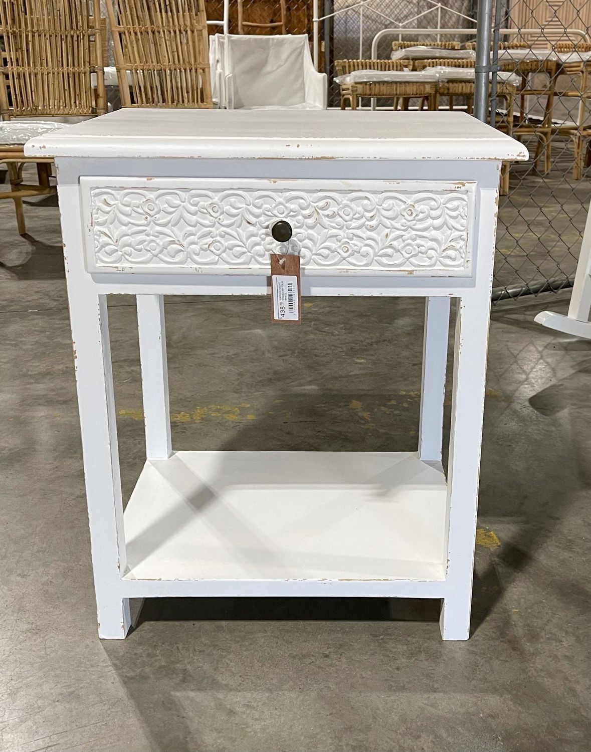 Carved Nightstand-Antique White 23.5x18x28.5