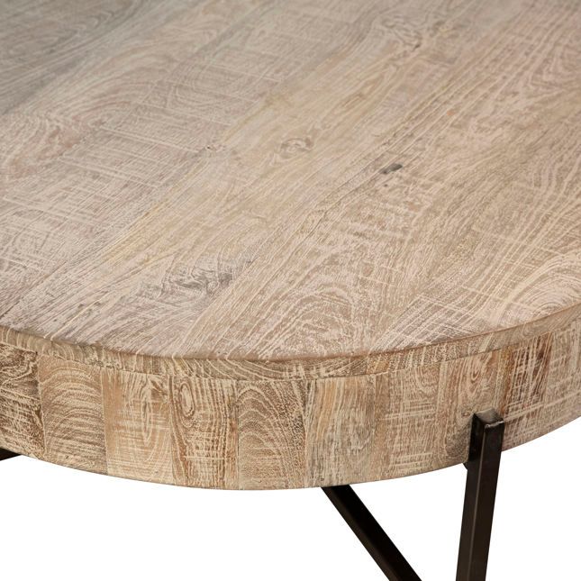 36" Round White Washed Coffee Table 36x36x16H