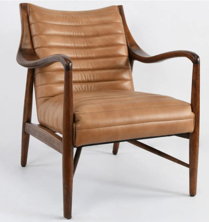 Ken Leather Club Chair Tan-27.5x32.5x33 Ken Leather Club Chair Tan-27.5x32.5x33