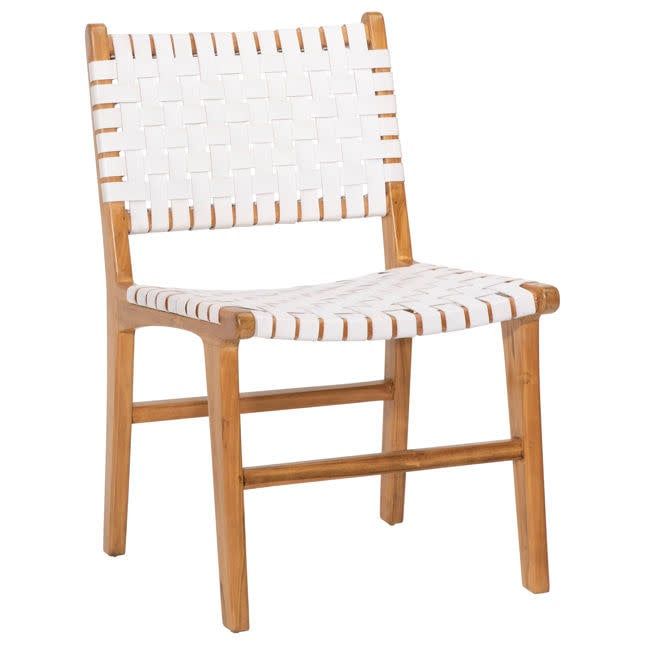 Leather Strap  Dining Chair-White-21x21x33