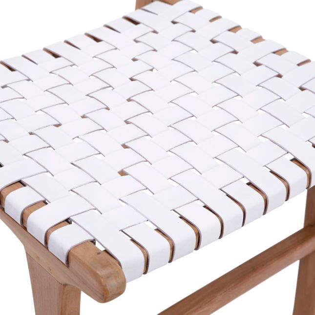 Leather Strap  Dining Chair-White-21x21x33