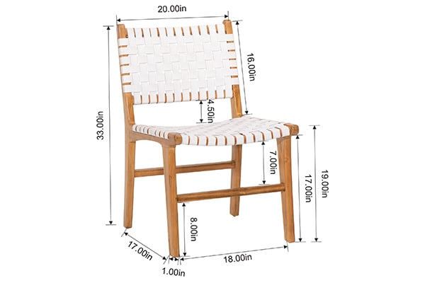 Leather Strap  Dining Chair-White-21x21x33