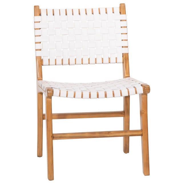 Leather Strap  Dining Chair-White-21x21x33